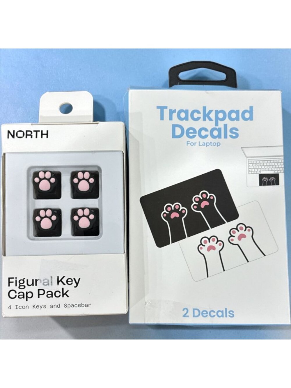 Cat Paw Figural Key Cap Pack & Laptop Trackpad Decals Set